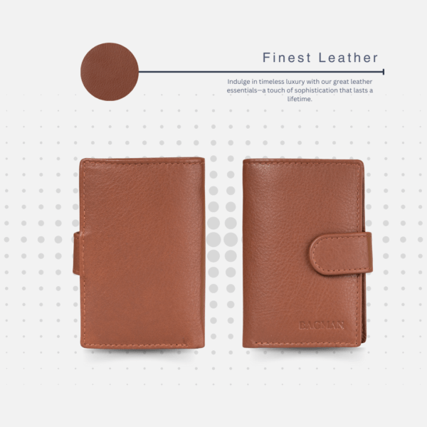 Slim Leather Card Case with Snap Fastener