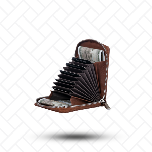 Handcrafted leather wallet and card holder, stylish and functional.