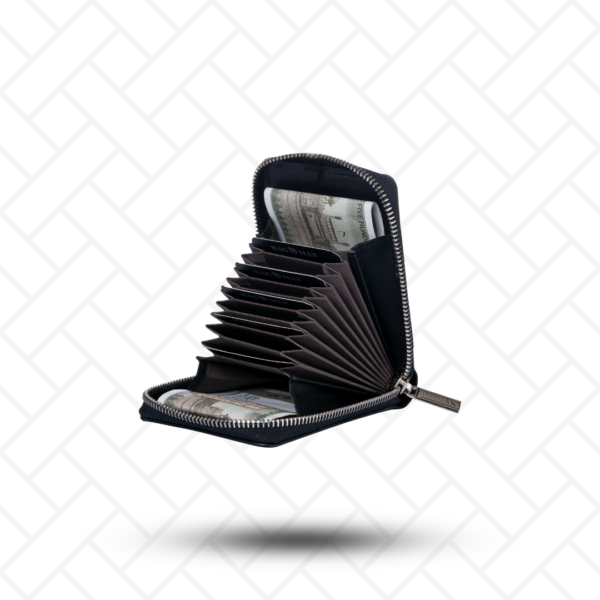Travel-friendly leather wallet combo with RFID protection and multiple slots.